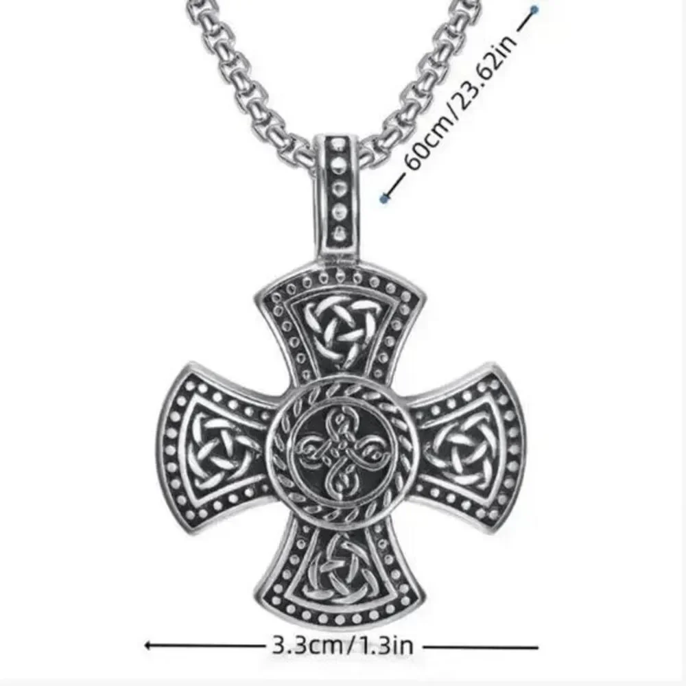 Stainless Steel Celtic Trinity Knot Cross Unisex Pendant Necklace